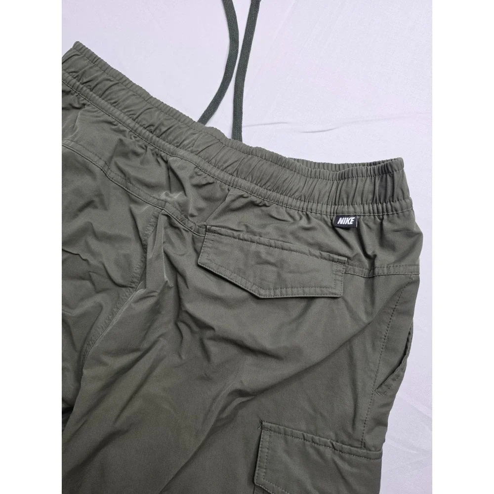 Nike Utility Cargo Pants Men's Large Olive Green Cotton Tapered Leg Athletic
